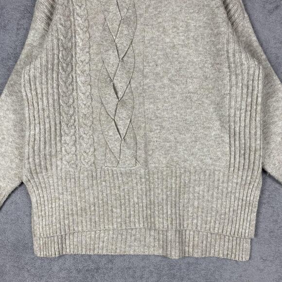 Simply Vera Vera Wang Sweater Womens Medium Gray Cable Knit Mock Neck Pullover - Picture 5 of 16